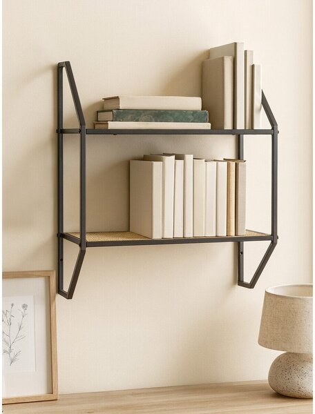 Czarna/w naturalnym kolorze wielopoziomowa metalowa półka 61 cm Depok – Premier Housewares