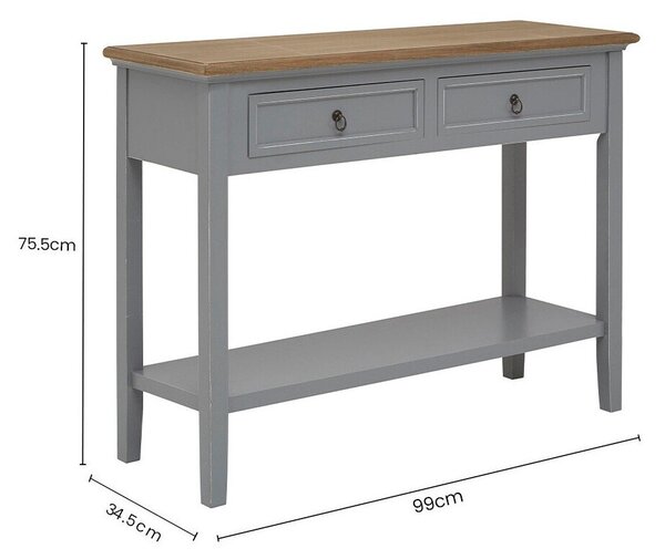 Szara konsola z litego drewna paulowni 34,5x99 cm Henley – Premier Housewares