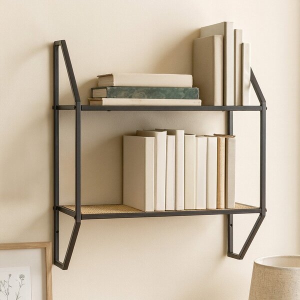 Czarna/w naturalnym kolorze wielopoziomowa metalowa półka 61 cm Depok – Premier Housewares