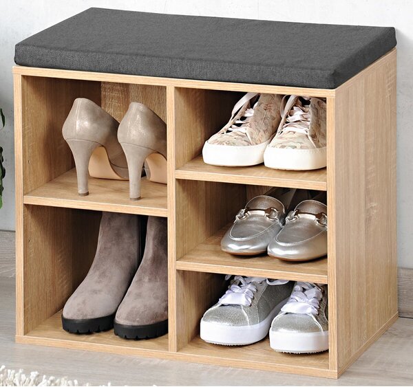 Stojak na buty z siedziskiem 51,5 x 48 x 29,5 cm, dekor dębowy KESPER 15925