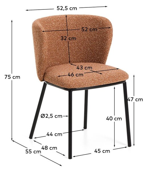 Tapicerowany fotel jadalniany w kolorze terakoty Ciselia – Kave Home
