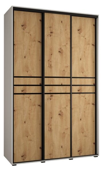 Szafa przesuwna wysoka Davos 10 160, gł. 60 cm biały + artisan + czarny