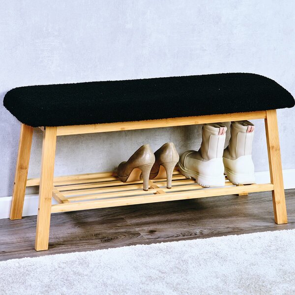 Ławka z tapicerowanym siedziskiem 90 x 34 x 45 cm, bambus KESPER 58305