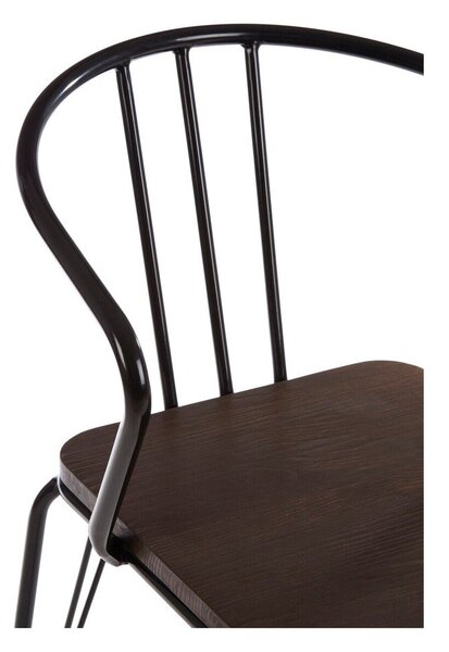 Czarne/w naturalnym kolorze krzesło z litego drewna wiązu District – Premier Housewares