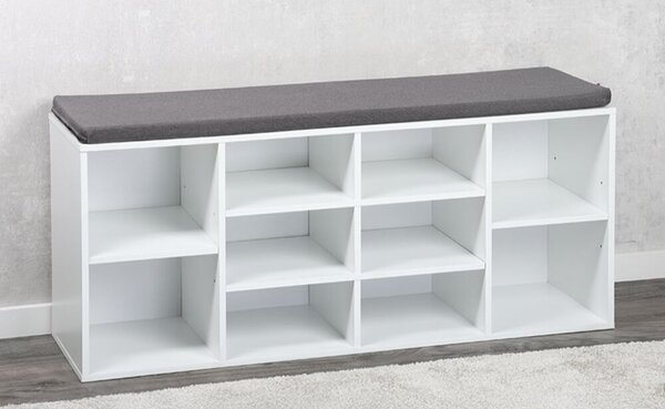Szafka na buty z siedziskiem 103 x 29,5 x 48 cm, biały / szara KESPER 92307