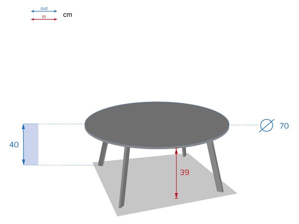 Stolik ogrodowy metalowy SAONA, Ø 70 cm