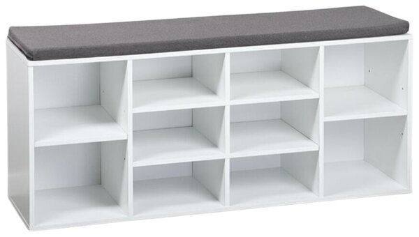 Szafka na buty z siedziskiem 103 x 29,5 x 48 cm, biały / szara KESPER 92307