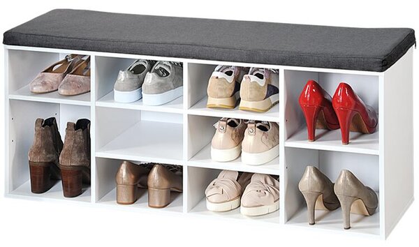 Szafka na buty z siedziskiem 103 x 29,5 x 48 cm, biały / szara KESPER 92307