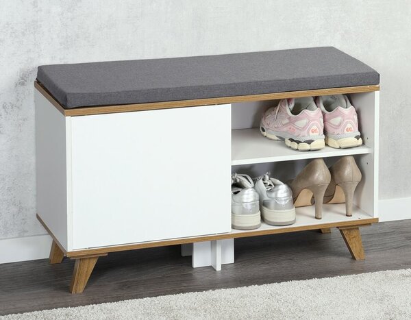 Szafka na buty z siedziskiem 77 × 30 × 48 cm, biała KESPER 15942