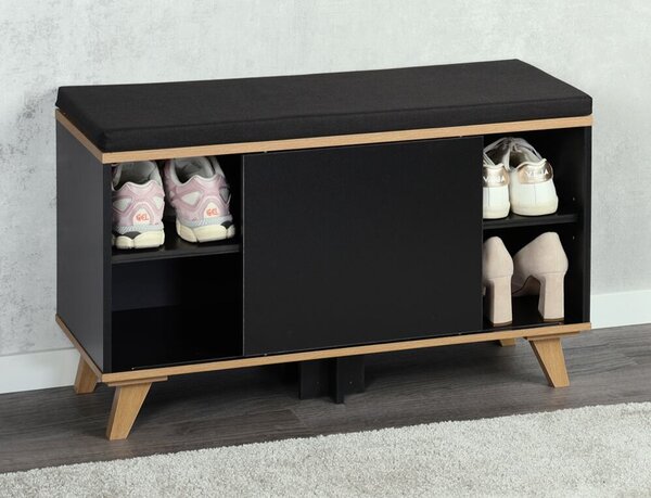 Szafka na buty z siedziskiem 77 × 30 × 48 cm, czarna KESPER 15943