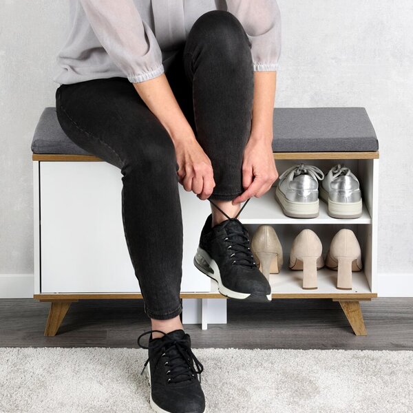 Szafka na buty z siedziskiem 77 × 30 × 48 cm, biała KESPER 15942