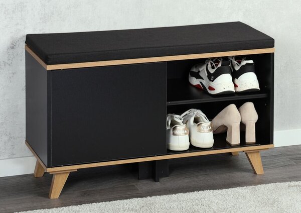 Szafka na buty z siedziskiem 77 × 30 × 48 cm, czarna KESPER 15943
