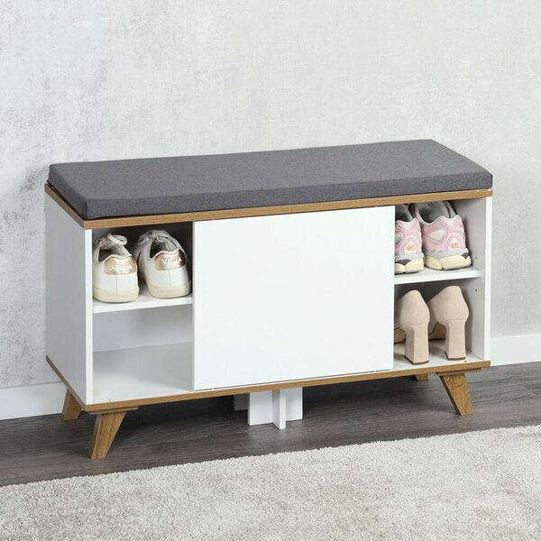 Szafka na buty z siedziskiem 77 × 30 × 48 cm, biała KESPER 15942