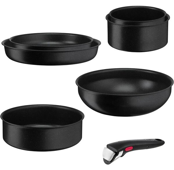 Ingenio Black Stone Zestaw naczyń, 7 szt. TEFAL L3998702