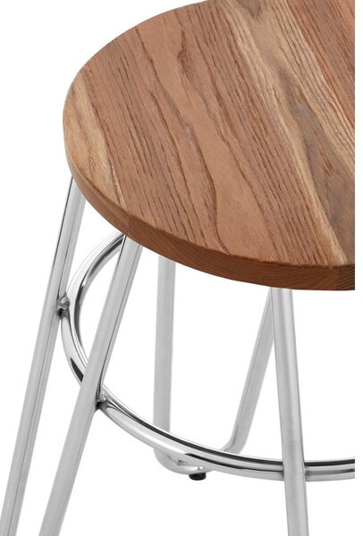 Stołek z litego drewna wiązu w kolorze srebra/w naturalnym kolorze District – Premier Housewares