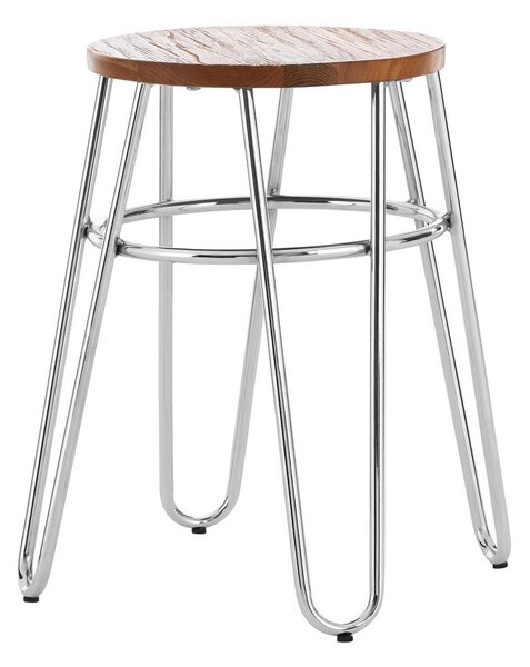 Stołek z litego drewna wiązu w kolorze srebra/w naturalnym kolorze District – Premier Housewares