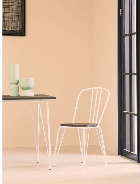 Białe/w naturalnym kolorze krzesło z litego drewna wiązu District – Premier Housewares