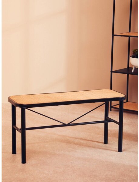 Czarna/w naturalnym kolorze rattanowa ławka Depok – Premier Housewares