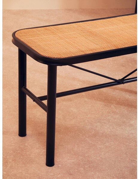 Czarna/w naturalnym kolorze rattanowa ławka Depok – Premier Housewares