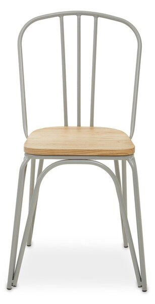 Szare/w naturalnym kolorze krzesło z litego drewna wiązu District – Premier Housewares