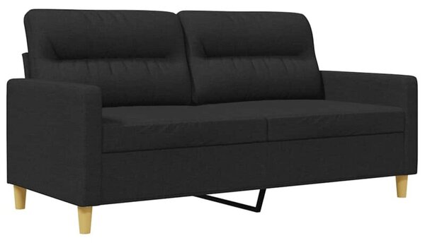 Sofa 2-osobowa, czarna, 140 cm, tapicerowana tkaninÄ