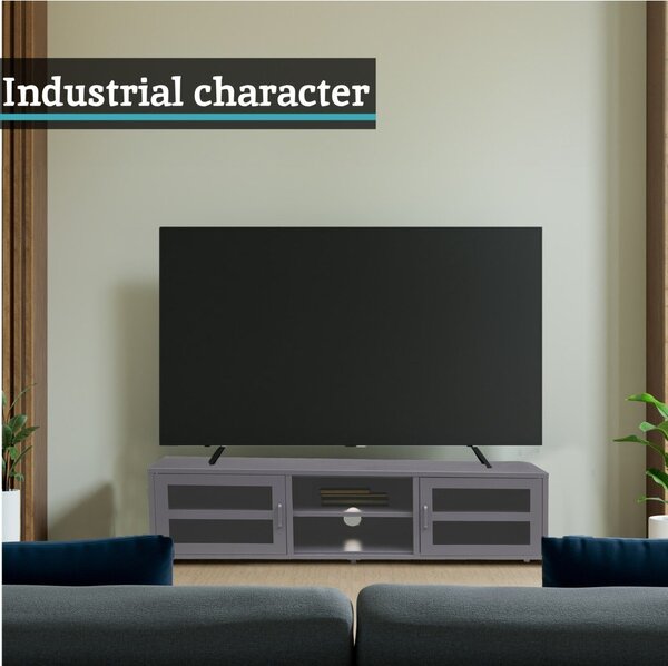 Szara stalowa szafka pod TV 150x50x45 cm Acier – Premier Housewares