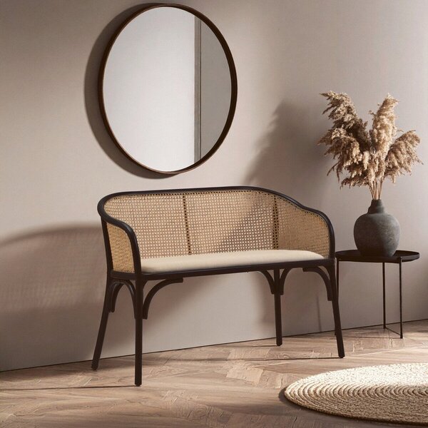 Czarna/w naturalnym kolorze tapicerowana ławka Cebu – Premier Housewares