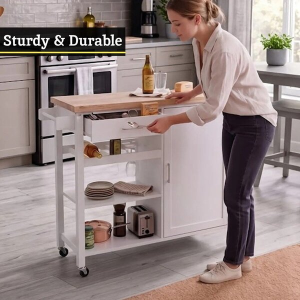 Barek na kółkach z litego drewna kauczukowego 48x105 cm Frankfurt – Premier Housewares