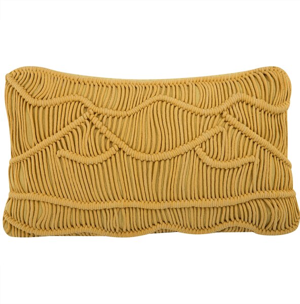 Poduszka dekoracyjna żółta bawełniana makrama 30 x 50 cm z wypełnieniem Kiris Beliani