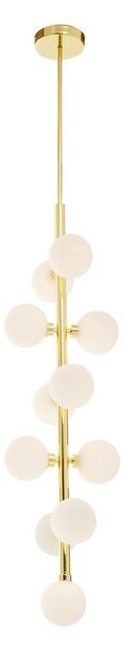 Biała/w kolorze złota metalowa lampa wisząca ze szklanym kloszem ø 27 cm Trieste – Premier Housewares
