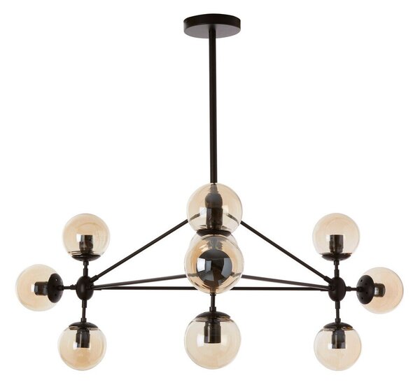 Czarna metalowa lampa wisząca ze szklanym kloszem Abira – Premier Housewares