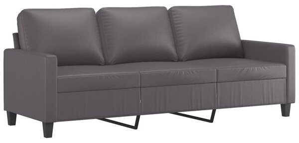 Sofa, 3-osobowa szara, 180 cm, sztuczna skÃ³ra