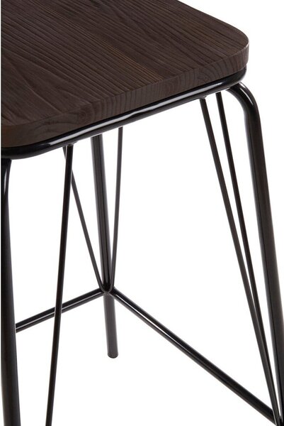 Czarny/brązowy stołek z litego drewna wiązu District – Premier Housewares