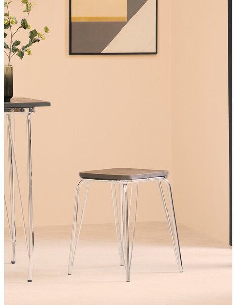 Stołek z litego drewna wiązu w kolorze srebra/w naturalnym kolorze District – Premier Housewares