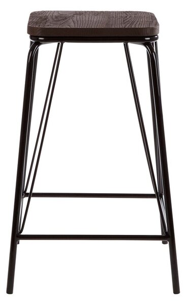 Czarny/brązowy stołek z litego drewna wiązu District – Premier Housewares