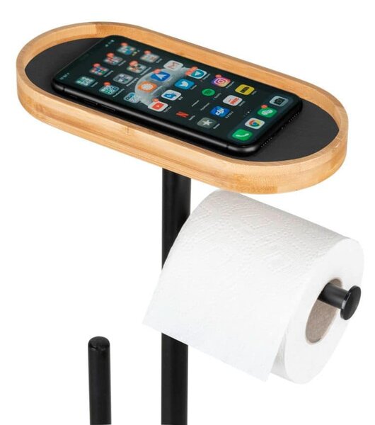 Stojak na papier toaletowy i szczotkę WC z półką na telefon RIVALTA, 4w1