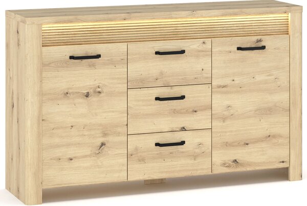 Duża komoda z szufladami i listwą LED dąb artisan M1-R13