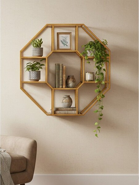 Wielopoziomowa metalowa półka w naturalnym kolorze 92 cm Zariah – Premier Housewares