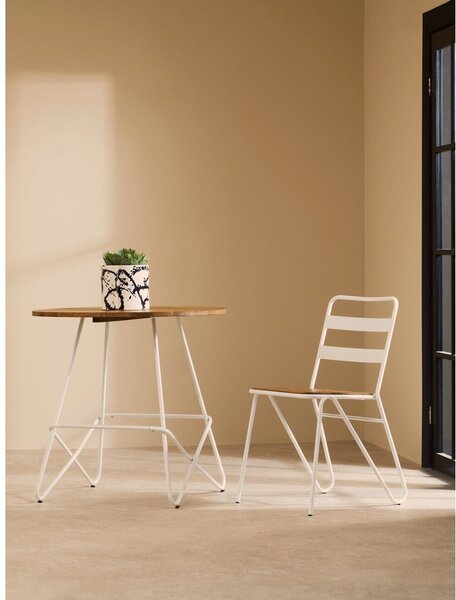 Białe/w naturalnym kolorze krzesło z litego drewna wiązu District – Premier Housewares