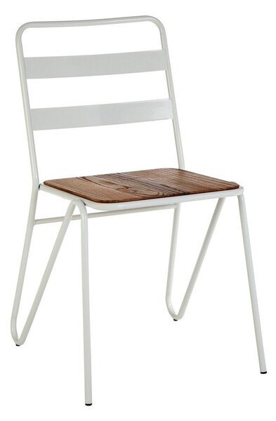 Białe/w naturalnym kolorze krzesło z litego drewna wiązu District – Premier Housewares
