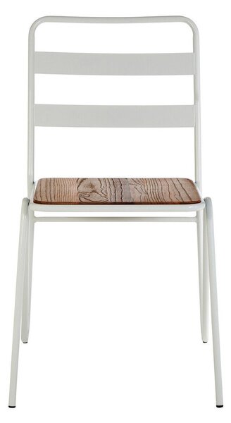 Białe/w naturalnym kolorze krzesło z litego drewna wiązu District – Premier Housewares