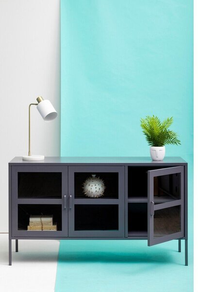 Szara stalowa witryna 140x80x45 cm Acier – Premier Housewares