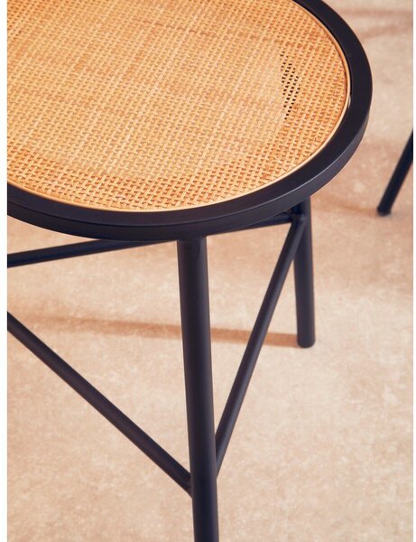 Czarny/w naturalnym kolorze rattanowy stołek Depok – Premier Housewares