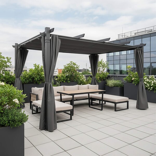 MebleMWM Aluminiowa pergola ogrodowa | 3x4m | Zadaszenie tarasu | Szary