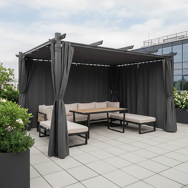 MebleMWM Aluminiowa pergola ogrodowa | 3x4m | Zadaszenie tarasu | Szary