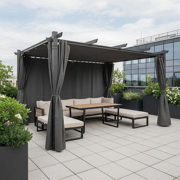 MebleMWM Aluminiowa pergola ogrodowa | 3x4m | Zadaszenie tarasu | Szary