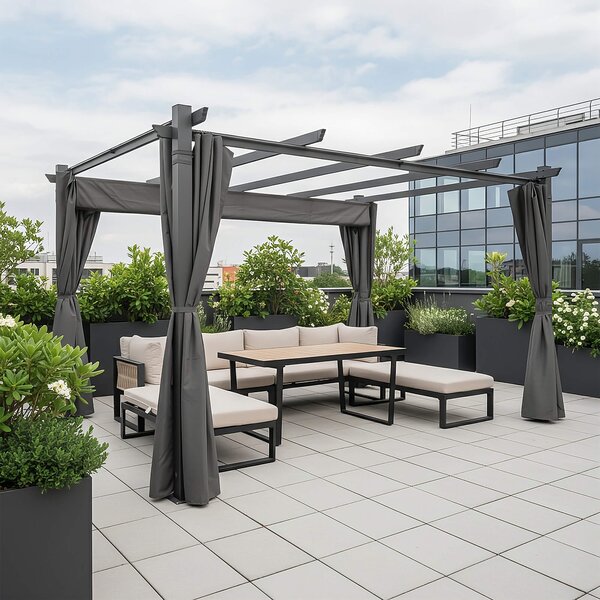MebleMWM Aluminiowa pergola ogrodowa | 3x4m | Zadaszenie tarasu | Szary