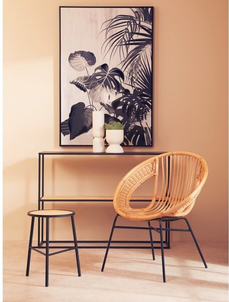Czarny/w naturalnym kolorze rattanowy stołek Depok – Premier Housewares