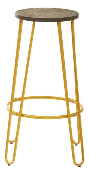 Hoker z litego drewna wiązu w kolorze złota/w naturalnym kolorze (wysokość siedziska 75 cm) District – Premier Housewares