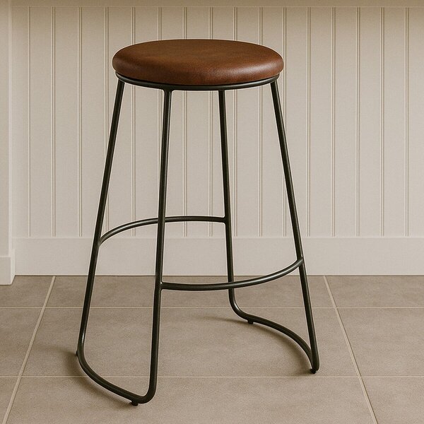 Czarny/brązowy tapicerowany hoker (wysokość siedziska 64 cm) Brixton – Premier Housewares